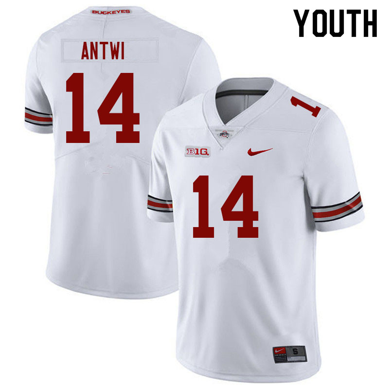 Ohio State Buckeyes Kojo Antwi Youth #14 White Authentic Stitched College Football Jersey